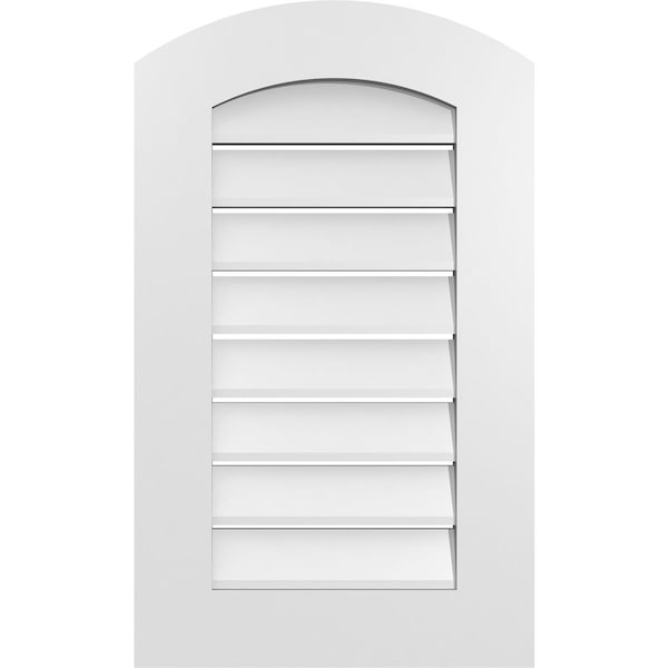 Ekena Millwork Arch Top Surface Mount PVC Gable Vent: Non-Functional, w/ 3-1/2"W x 1"P Standard Frame, 18"W x 28"H GVPAR18X2801SN - main